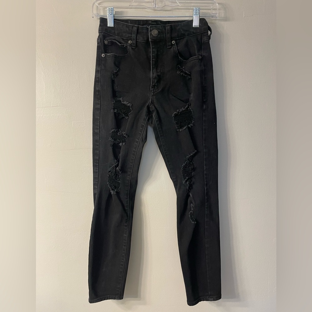Aeropostale High Rise Jegging Women’s Size 2 Short Black Distressed